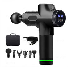 Load image into Gallery viewer, 🌟Powerful Hand Massage Gun: 30 Speeds, 6 Massage Heads | Deep Tissue Massage for Neck, Shoulders, and More! (Black)