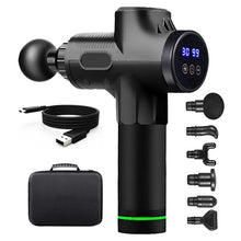 Load image into Gallery viewer, 🌟Powerful Hand Massage Gun: 30 Speeds, 6 Massage Heads | Deep Tissue Massage for Neck, Shoulders, and More! (Black)