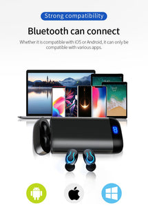 Fone Bluetooth Dual Microfone à Prova D'água com Caixa de Ultra-Carga