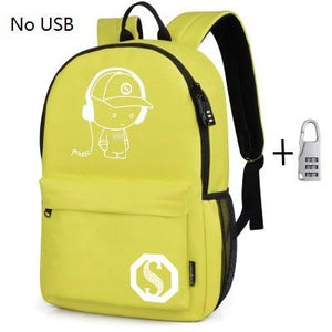 Mochila Luminosa Anti-Roubo com Carregamento USB e Espaço para Laptop