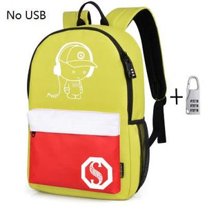 Mochila Luminosa Anti-Roubo com Carregamento USB e Espaço para Laptop