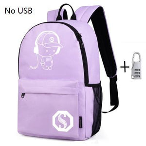 Mochila Luminosa Anti-Roubo com Carregamento USB e Espaço para Laptop