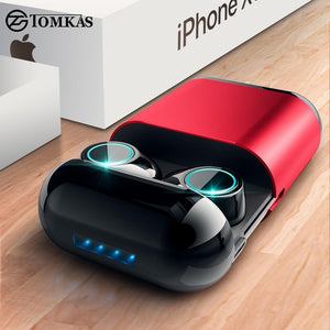 Fone Bluetooth TOMKAS Headset com Microfone e Caixa de Carregamento