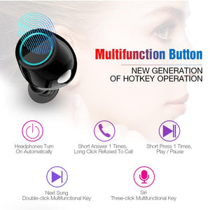 Fone Bluetooth TOMKAS Headset com Microfone e Caixa de Carregamento