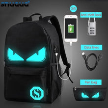 Load image into Gallery viewer, Mochila Luminosa Anti-Roubo com Carregamento USB e Espaço para Laptop