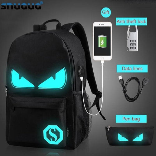 Mochila Luminosa Anti-Roubo com Carregamento USB e Espaço para Laptop